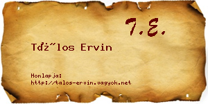 Tálos Ervin névjegykártya